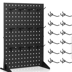 Black Pegboard Display Organizer with Hooks - Home Storage & Organization